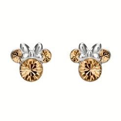 Disney Silver Minnie Gold Coloured Crystal Birthstone Stud Earrings - June - F6780