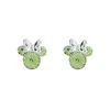 Disney Silver Minnie Green Crystal Birthstone Stud Earrings - August - F6782