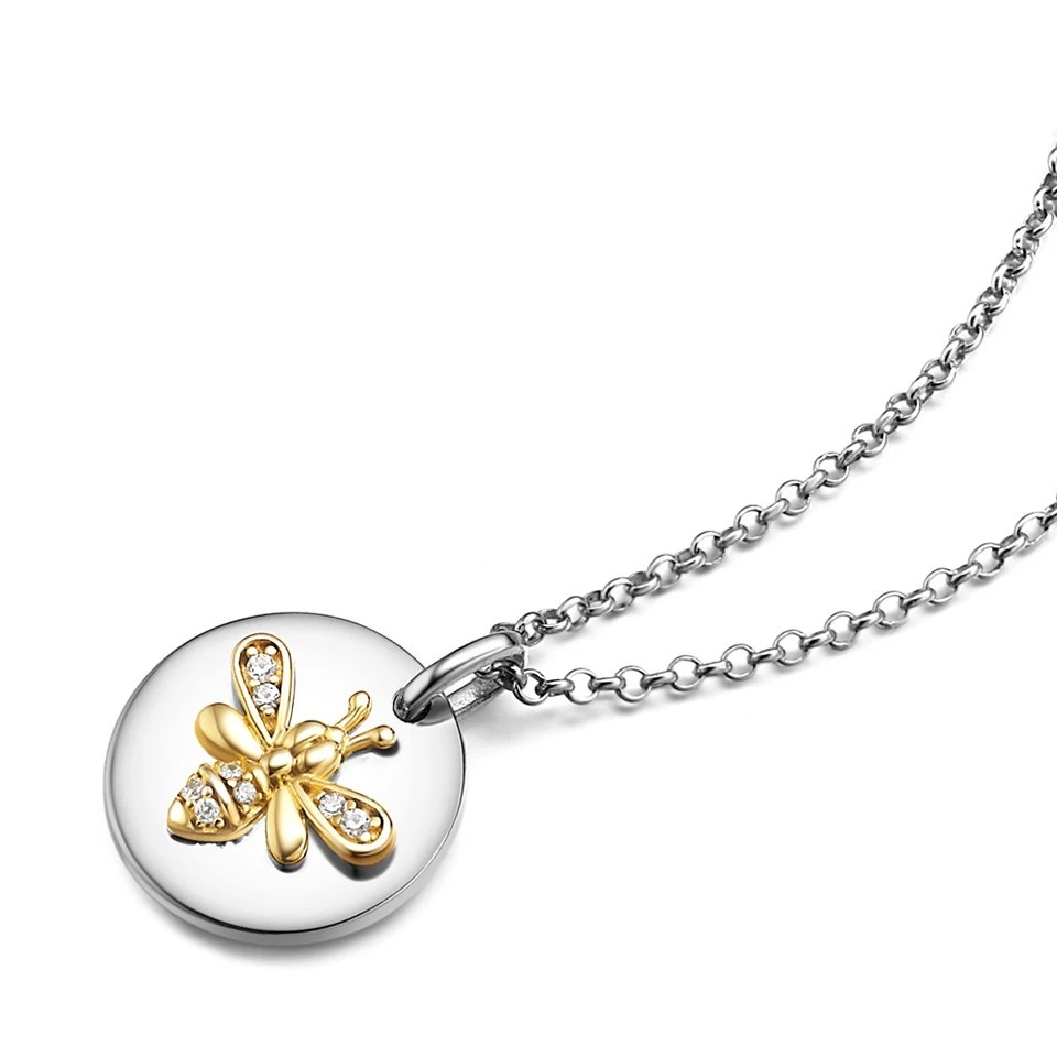 Fei Liu Silver And Gold Tone Cubic Zirconia Bee Necklace - F7118 2 Fei Liu Silver And Gold Tone Cubic Zirconia Bee Necklace - F7118 - Image 2