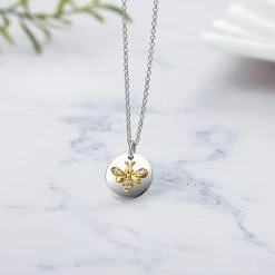 Fei Liu Silver And Gold Tone Cubic Zirconia Bee Necklace - F7118 7 Fei Liu Silver And Gold Tone Cubic Zirconia Bee Necklace - F7118 -Fhinds Shop F7118 L 4