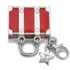 Tingle SCH125 Silver Red Enamel Suitcase Charm - F8124