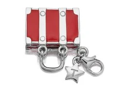Tingle SCH125 Silver Red Enamel Suitcase Charm - F8124