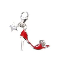 Tingle SCH127 Silver Enamel Red High Heel Charm - F8125