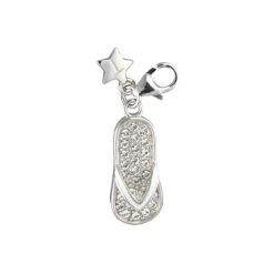 Tingle SCH162 Silver Enamel Crystal Flip Flop Charm - F8148