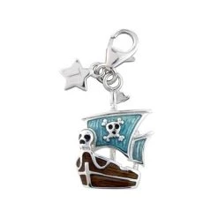 Tingle SCH269 Silver Enamel Pirate Ship Charm - F8247