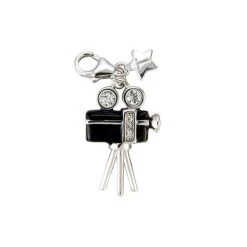 Tingle SCH69 Silver Enamel Crystal Movie Camera Charm - F8283