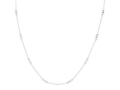 Silver Ball Station Necklace - 24in - F9511