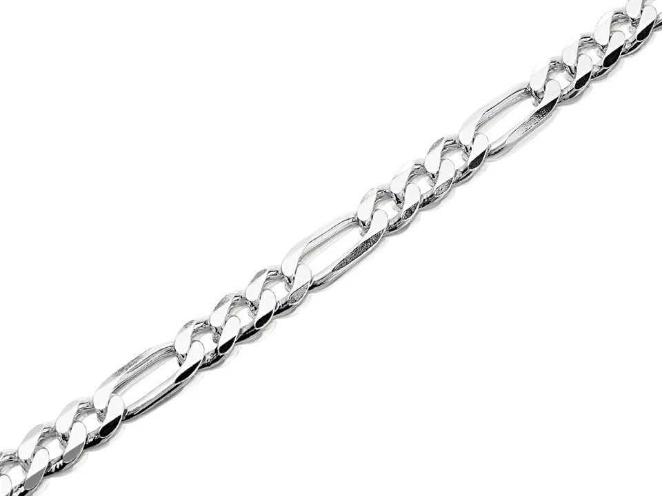 Silver 8mm Wide Heavyweight Figaro Chain - 24in - F9551 1 Silver 8mm Wide Heavyweight Figaro Chain - 24in - F9551