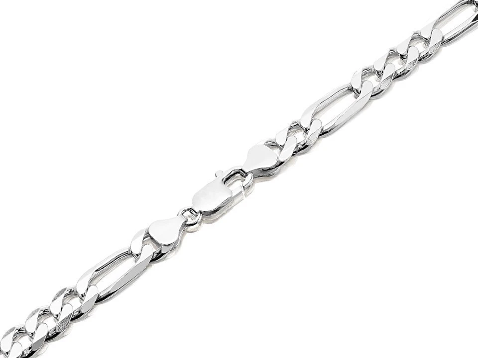 Silver 8mm Wide Heavyweight Figaro Chain - 24in - F9551 2 Silver 8mm Wide Heavyweight Figaro Chain - 24in - F9551 - Image 2