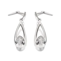 Silver Crystal Set Andralok Drop Earrings - 26mm Drop - F9974