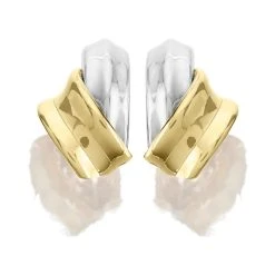 9ct Two Colour Gold Twist Stud Earrings - 10mm - G01107