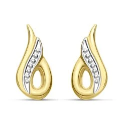 9ct Gold Two Colour Loop Stud Earrings - 10mm - G0120