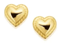 9ct Gold Heart Earrings - 6mm - G0125