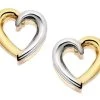 9ct Gold Two Colour Open Heart Stud Earrings - 8mm - G0143