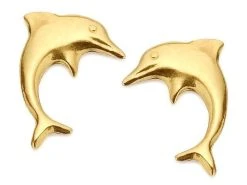 9ct Gold Mini Dolphin Stud Earrings - 10mm - G0148