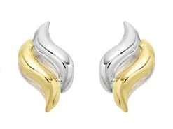 9ct Gold Two Colour Flame Stud Earrings - 11mm - G0164