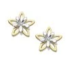 9ct Gold Two Colour Flower Stud Earrings - 8mm - G0165