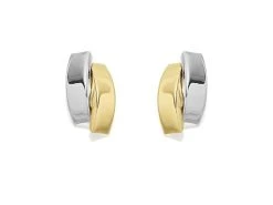 9ct Gold Two Colour Stud Earrings - 9mm - G0182