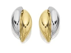 9ct Gold Two Colour Stud Earrings - 9mm - G0184