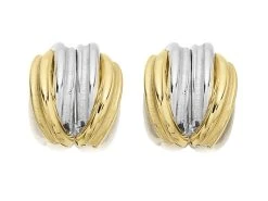 9ct Gold Two Colour Stud Earrings - 10mm - G0187