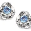 9ct White Gold Blue Topaz Knot Earrings - 7mm - EXCLUSIVE - G0216