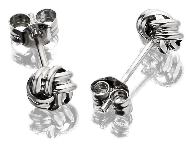 9ct White Gold Knot Earrings - 4mm - G0217 2 9ct White Gold Knot Earrings - 4mm - G0217 - Image 2