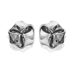 9ct White Gold Knot Stud Earrings - 6mm - G0246