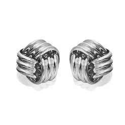 9ct White Gold Knot Stud Earrings - 6mm - G0247