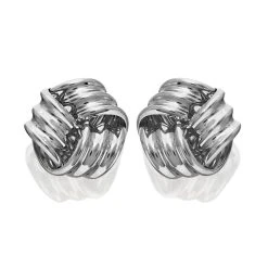 9ct White Gold Knot Stud Earrings - 8mm - G0252
