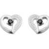 9ct White Gold Sapphire Heart Stud Earrings - 8mm - G0312