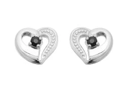 9ct White Gold Sapphire Heart Stud Earrings - 8mm - G0312