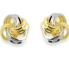 9ct Gold Two Colour Knot Stud Earrings - 6mm - G0413
