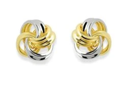 9ct Gold Two Colour Knot Stud Earrings - 6mm - G0413