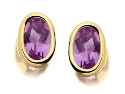 9ct Gold Amethyst Earrings - 6mm - G0453