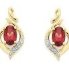 9ct Gold Garnet And Diamond Stud Earrings - G0462