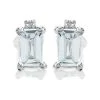9ct White Gold Aquamarine And Diamond Stud Earrings - G0467