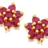 9ct Gold Ruby Cluster Earrings - 7mm - G0489