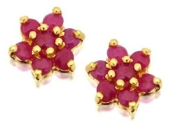 9ct Gold Ruby Cluster Earrings - 7mm - G0489