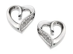 9ct White Gold Diamond Heart Earrings - 7mm - G0583