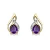 9ct Gold Two Colour Diamond And Amethyst Stud Earrings - G0655