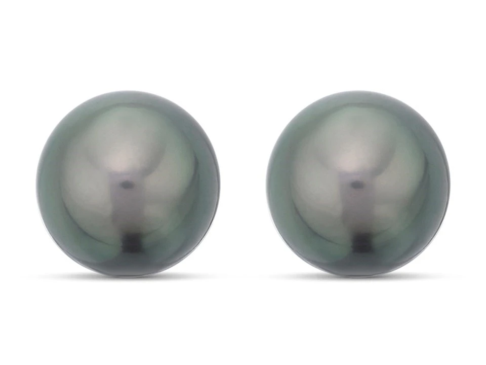 9ct White Gold Tahitian Pearl Stud Earrings - 10mm - G0680 1 9ct White Gold Tahitian Pearl Stud Earrings - 10mm - G0680