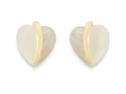 9ct Gold Mother Of Pearl Heart Stud Earrings - 9mm - G0690