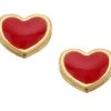 9ct Gold Red Enamel Heart Stud Earrings - 5mm - G0809