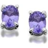 9ct White Gold Oval Tanzanite Stud Earrings - 4mm - G0810
