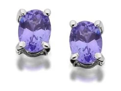 9ct White Gold Oval Tanzanite Stud Earrings - 4mm - G0810
