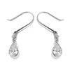 9ct White Gold Cubic Zirconia Drop Hook Wire Earrings - 30mm Drop - G1003