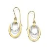 9ct Two Colour Gold Double Oval Hook Wire Earrings - 20mm Drop - G1029