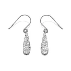 9ct White Gold Crystal Hook Wire Earrings - 26mm Drop - EXCLUSIVE - G1042