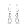 9ct White Gold Crystal Infinity Hook Wire Earrings - 30mm Drop - G1060