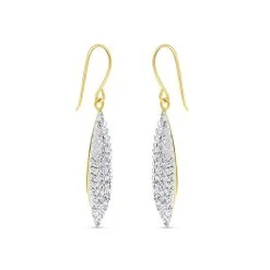 9ct Gold Crystal Hook Wire Earrings - 33mm Drop - G1062